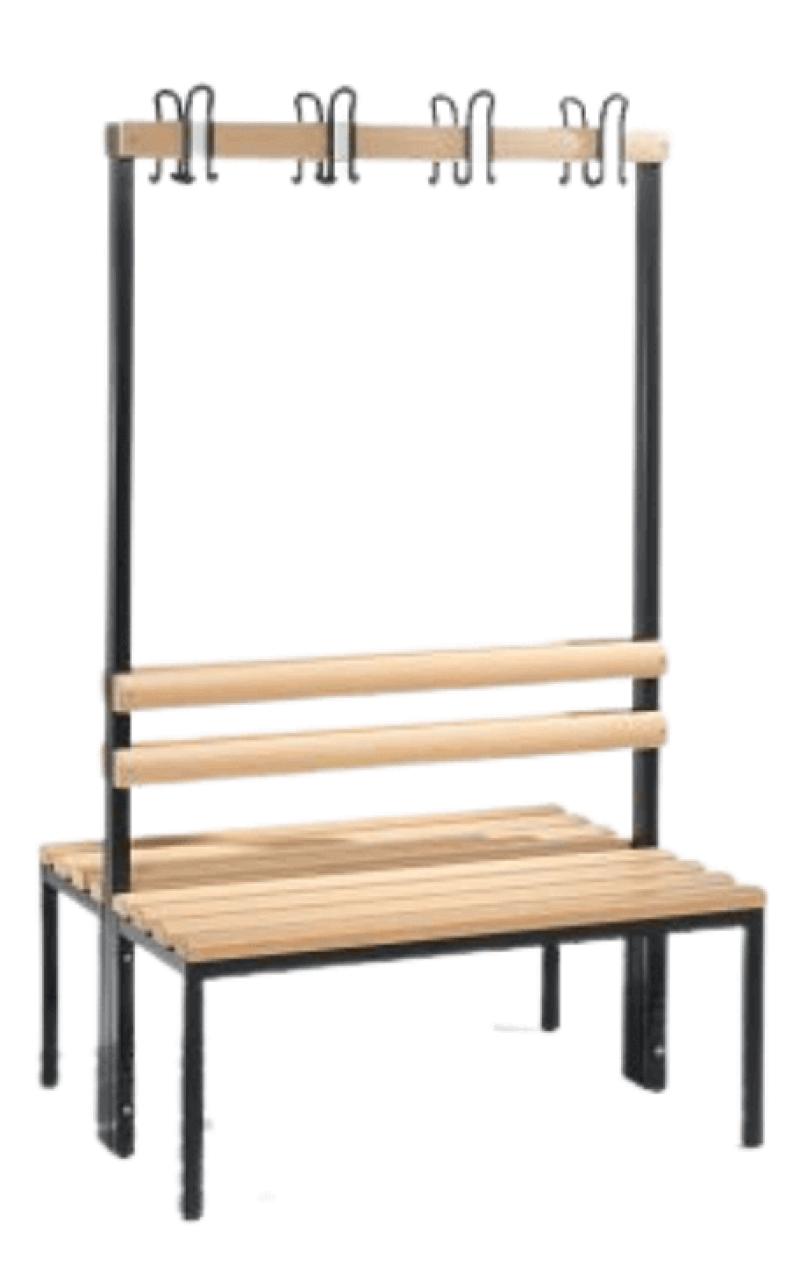 Double-sided benches with coat racks