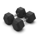 THE ESSENTIALS Black Rubber Hex. Dumbbell, different weights, 1pcs